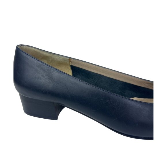 Salvatore Ferragamo Women’s 9.5B  Leather Pumps Croc Embossed Square Toe Gold - Picture 4 of 14